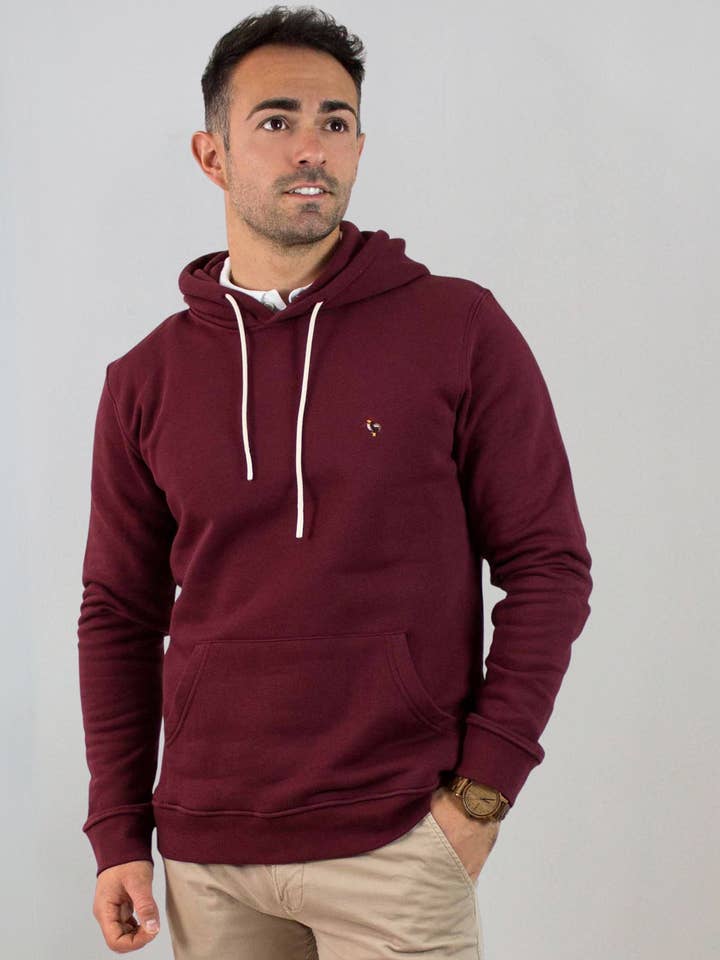 Einfarbiger bordeauxfarbener Kapuzenpullover für den Großhandel von Patadegayo