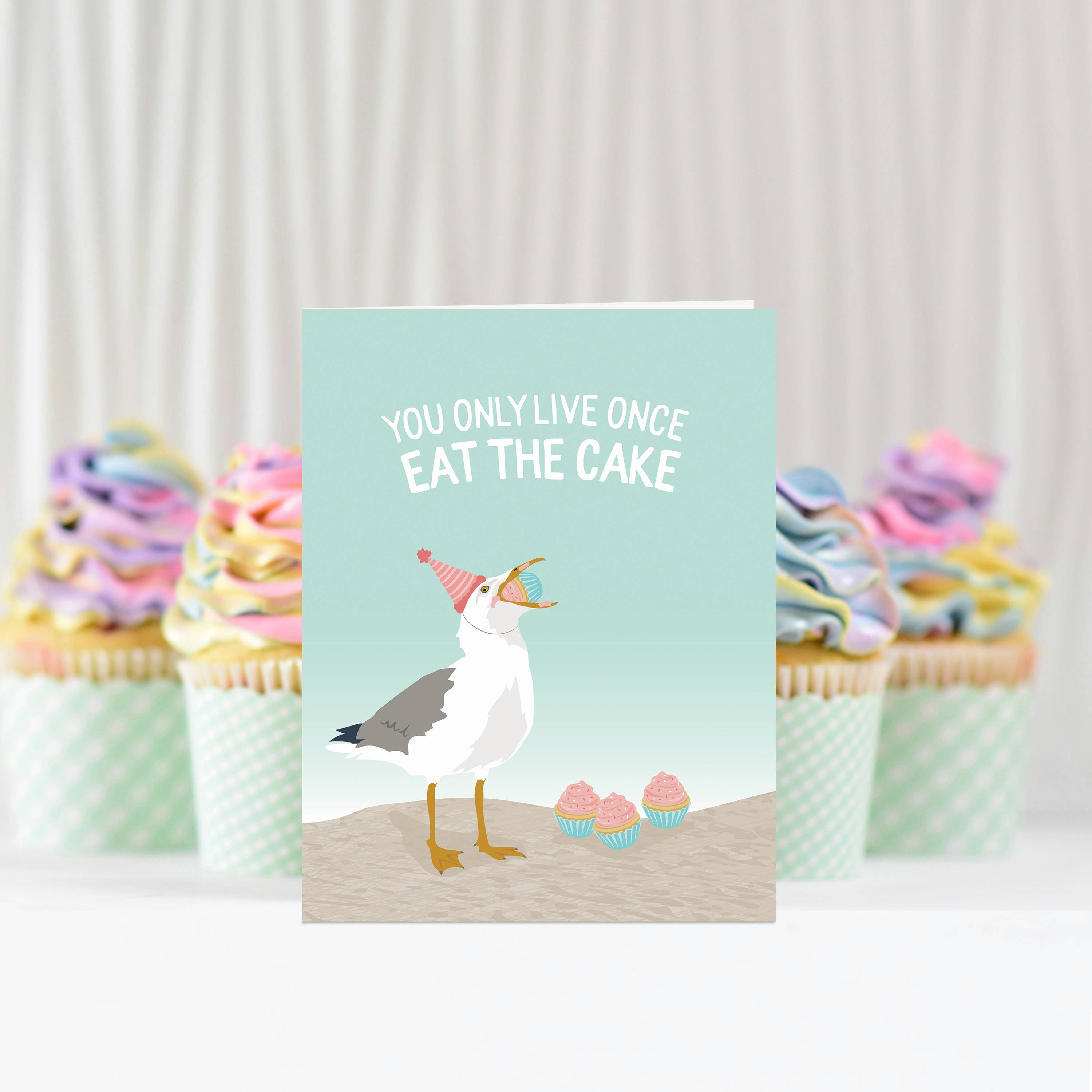 Modern Printed Matter - Wholesale Birthday Card - Eat the Cake Seagull Birthday Card1