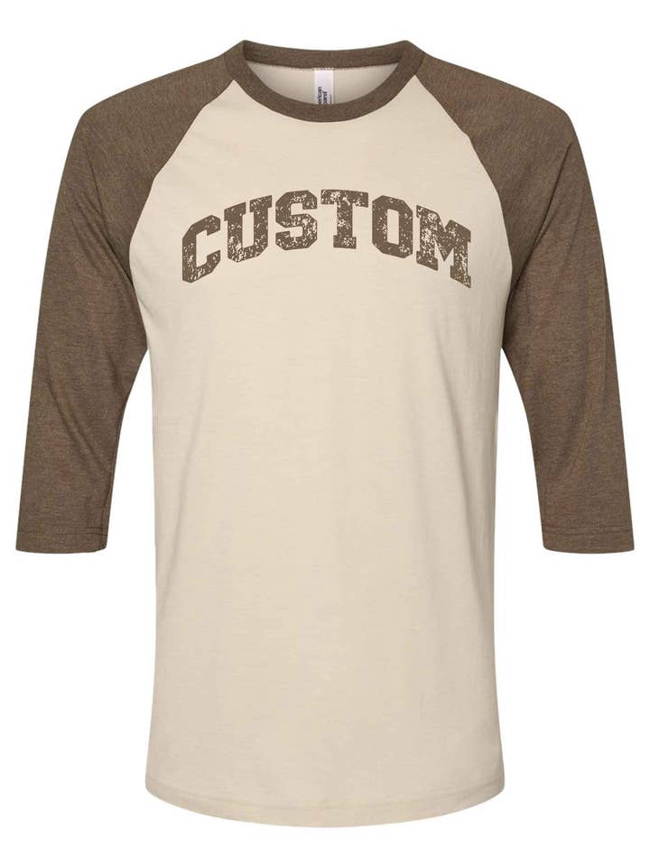 One Nine - Wholesale T-shirt – Unisex - Custom Text/Logo 3/4 Sleeve Raglan Baseball Unisex T-Shirt6