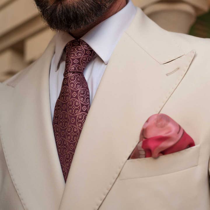 Elizabetta Made in Italy USA - Wholesale Pocket Square - Men's - Prato - Silk Pocket Square - Spanish Pink1