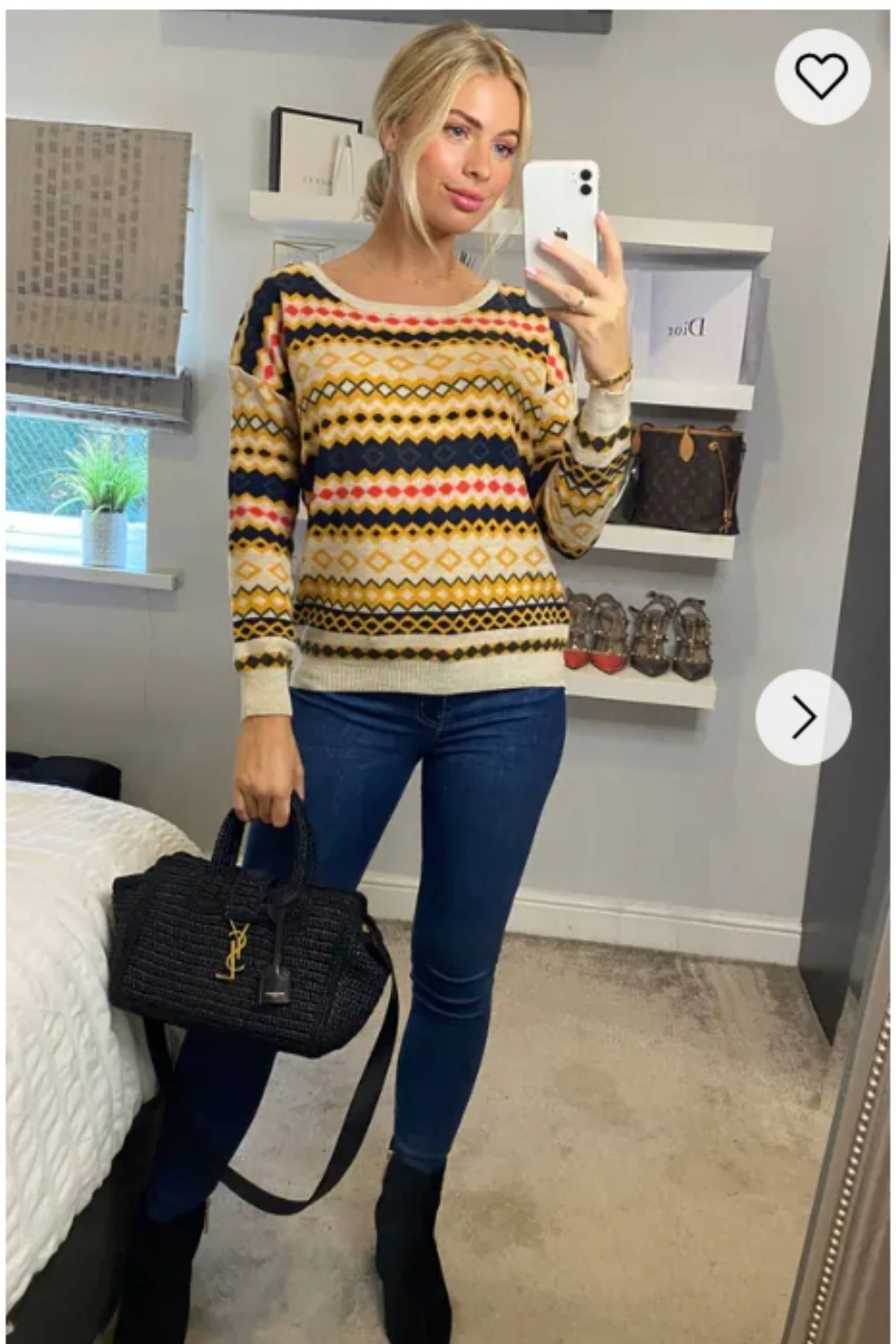 CY FASHION. LONDON - Wholesale Knit Sweater - Women's - Stripe Aztec Design Print Knitted Jumper1