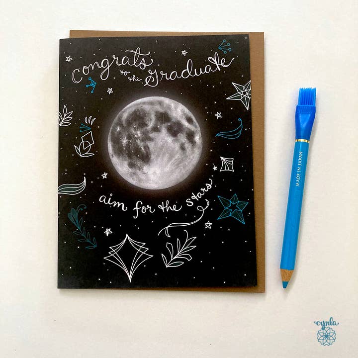 Grad Stars Card - Graduate congratulations greeting card for wholesale by Cynla
