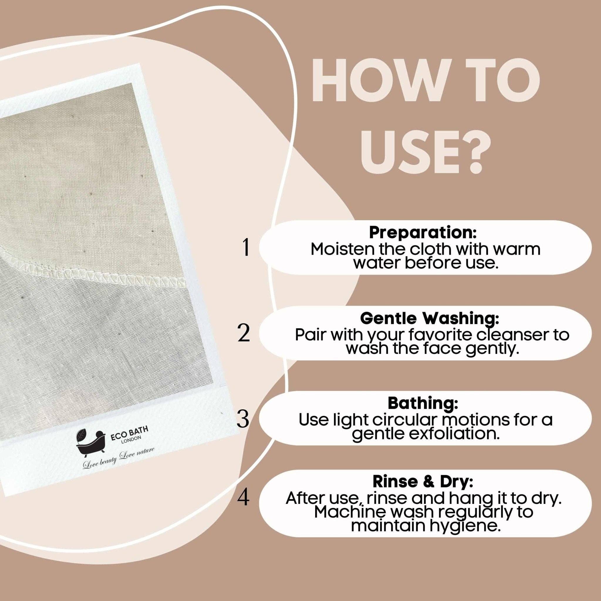 Eco Bath London - Vendita all'ingrosso Spugnette da bagno - Eco Bath London, panno per il viso in mussola di cotone biologico, confezione da 6, disponibile nei colori naturale e bianco4