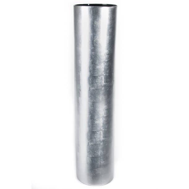TF Publishing - Paper Goods - Wholesale Vase - Cylinder Bamboo Floor Vase 27in Silver1