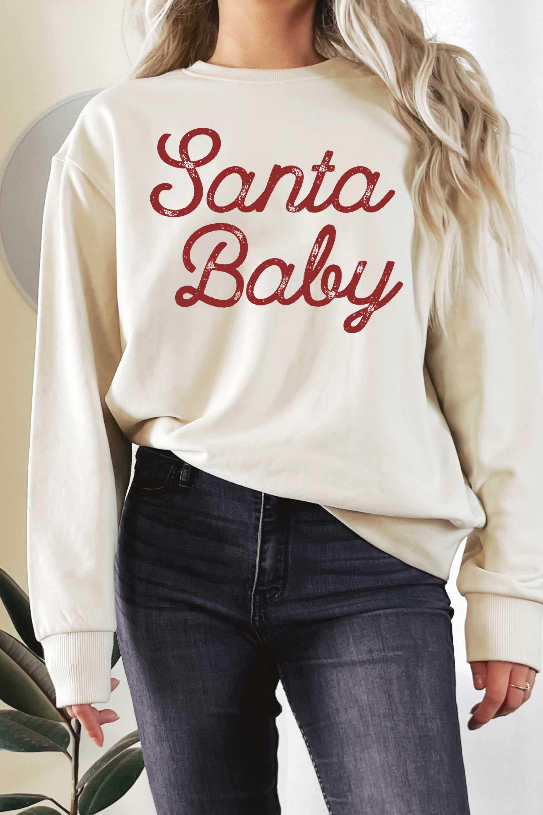 Rustee Clothing - Wholesale Graphic Sweatshirt - Women's - SANTA BABY PUFF GRAPHIC TERRY SWEATSHIRTS5