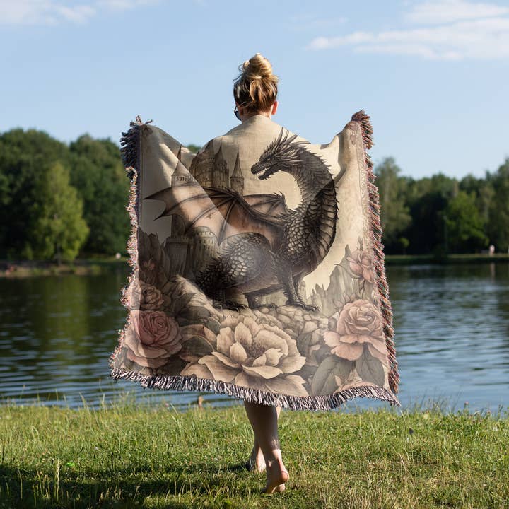 MagicMerchEmporium - Wholesale Throw Blanket - Mythical Dragon Woven Throw Blanket4