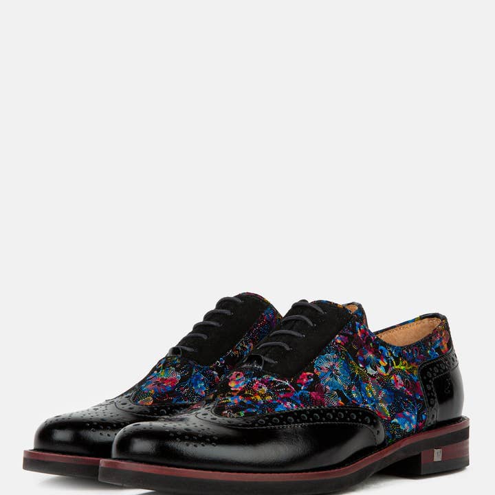 Embassy London – wholesale Brogue shoes – Women's – Vivienne - Black Flower13