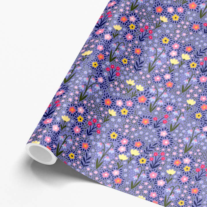 Purple Ditsy Floral Gift Wrap, Best Seller (Min of 5) for wholesale by Pear Tree Press US