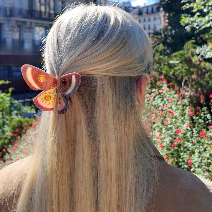 Solar Eclipse - Wholesale Hair Clip - Women's - Hand-painted Emperor Silk Moth Claw Hair Clip | Eco-Friendly4
