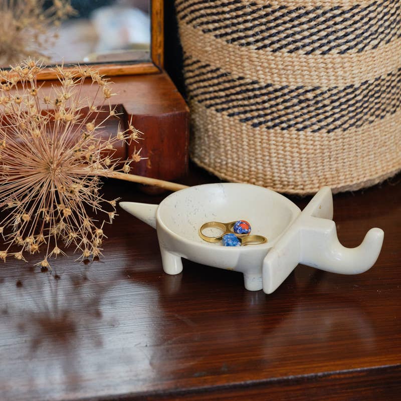 AARVEN – Prato/tigela decorativa por atacado – Pratos com elefantes esculpidos à mão em pedra-sabão do Quênia5