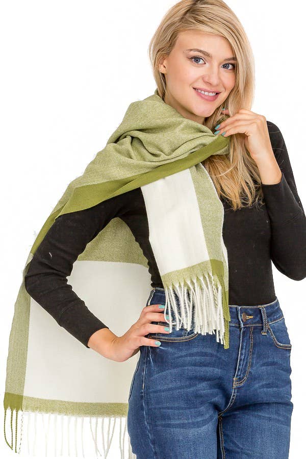 Cap Zone – wholesale Scarf – Women's – Classy Plaid Over Sized Virgin Wool Fuzzy Scarves1