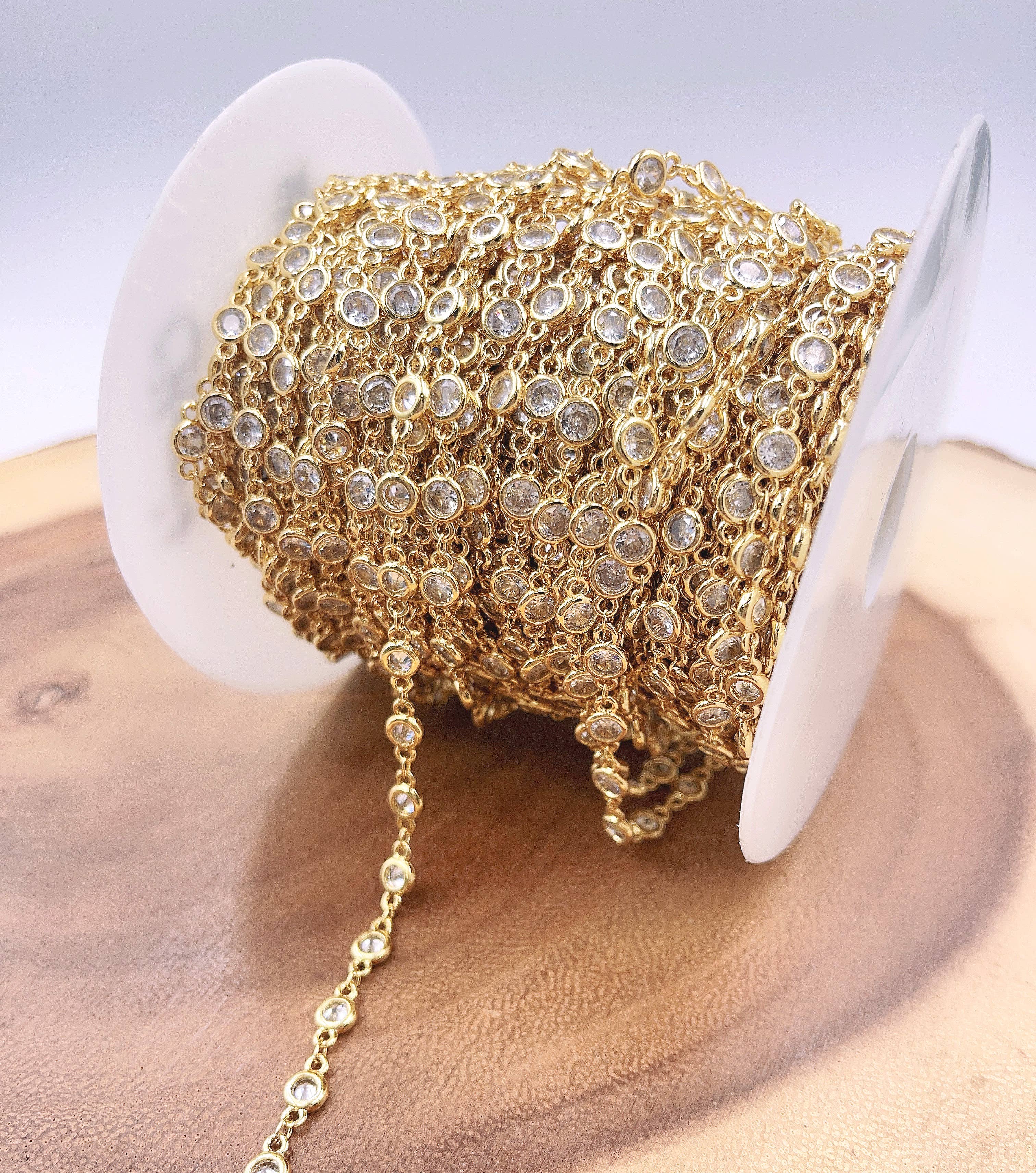 Beads Creation - Vente Collier maille et chaîne - Collier Chaîne & Maillons Pavé Micro Diamant Or CZ4