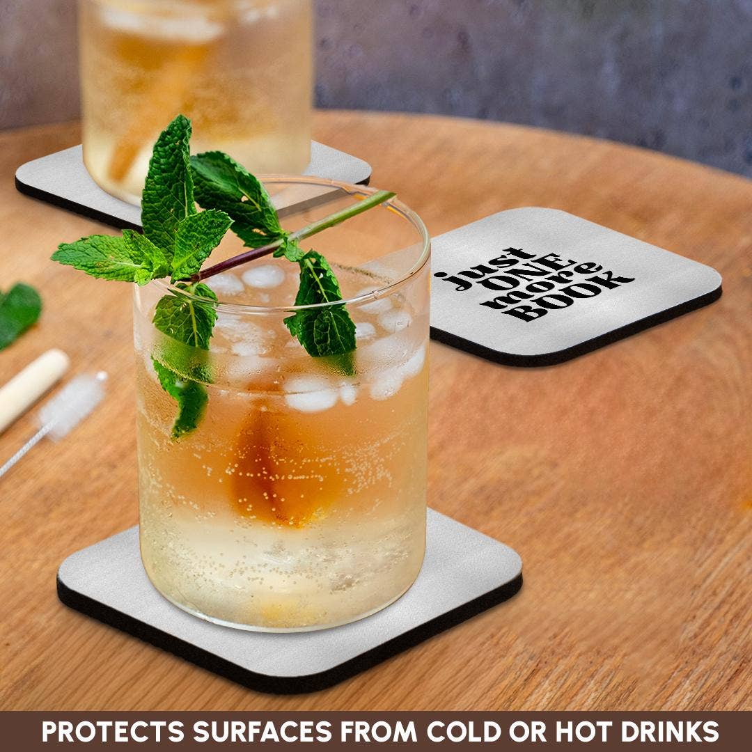 3dRose – wholesale Coasters – 3dRose, Plain Text of Just one more Book - black and white, Coaster9