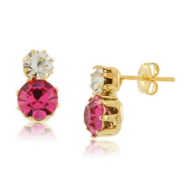 2 krystaller Stud ørering færdig i 18K gul guld kvinder smykker 36069 for engroshandel hos Gio Fantato