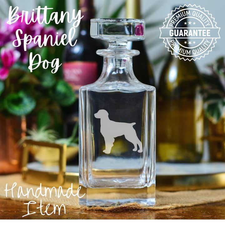 Custom Dog Breed Etched Glass Whiskey Decanter for wholesale by Honeysuckle Home