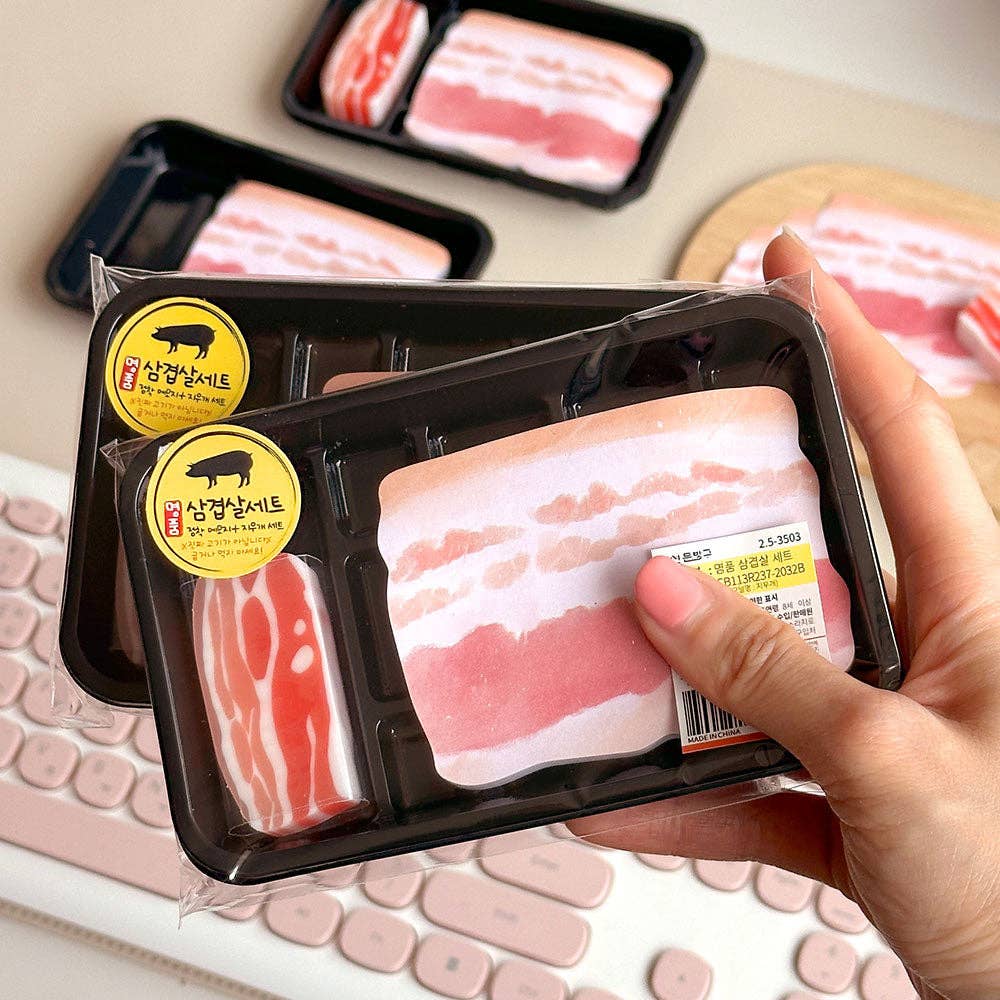K-Wonderland - Wholesale Eraser - K-BBQ Pork Belly Pack  –Unique Design Memo Pad & Eraser1