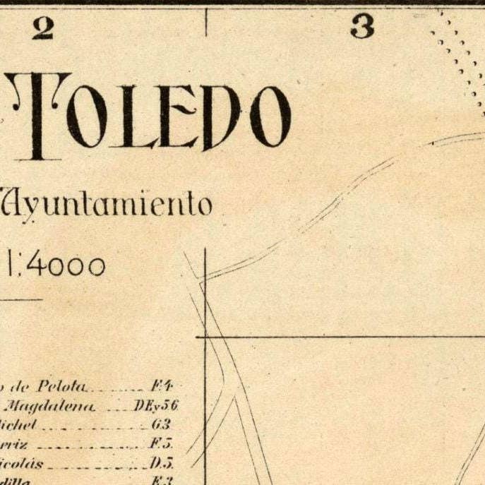 OldCityPrints - Old Maps and Posters - Wholesale Art Print - Old Map of Toledo Spain 1904 Vintage map of Toledo | Vintage Map Wall Art Print1