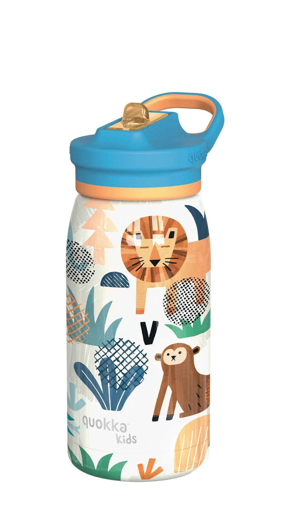 QUOKKA - Wholesale Water Bottle - QUOKKA KIDS STAINLESS STEEL BOTTLE WITH SIPPER POP SAFARI 445 ML
