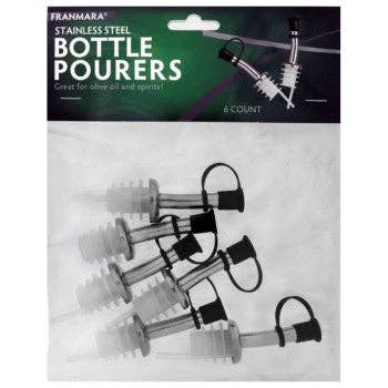 Stainless Steel Bottle Pourers With Plastic Cork 6 Count (24 per Pack) for wholesale by FRIZZALES