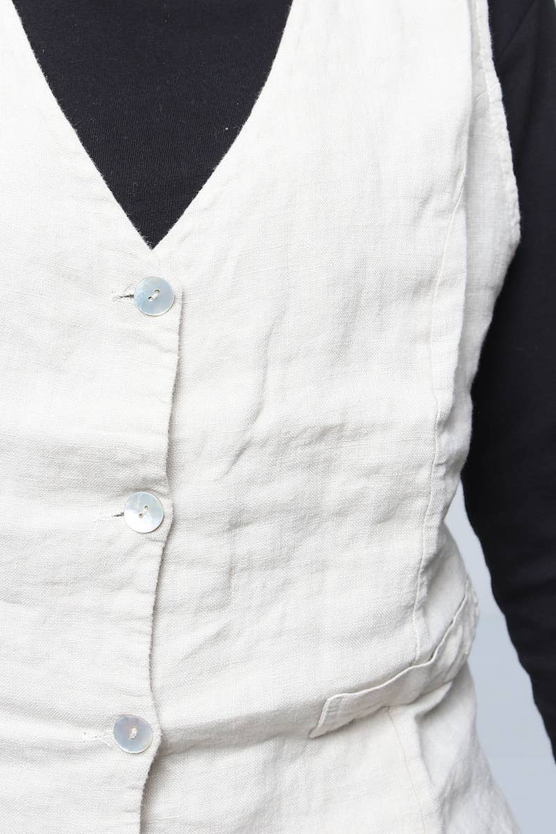 LÉA & LUC - Wholesale Button Down Shirt - Women's - Sleeveless shirt in 100% Linen REF. 514666
