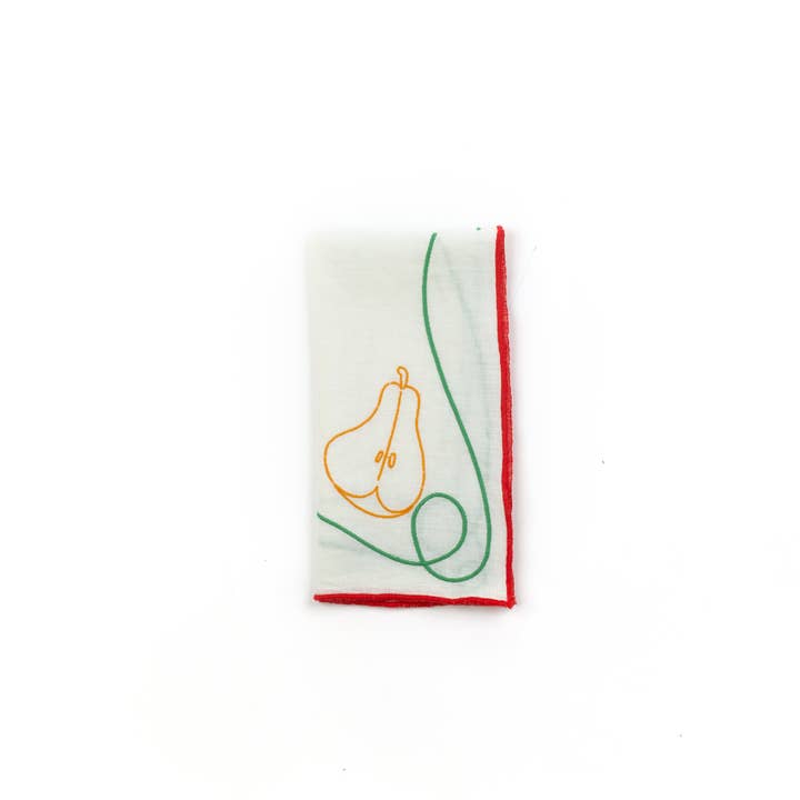 Multicolor Fruits Veggies Fête Embroidered Linen Napkins (Set of 4) for wholesale on Faire