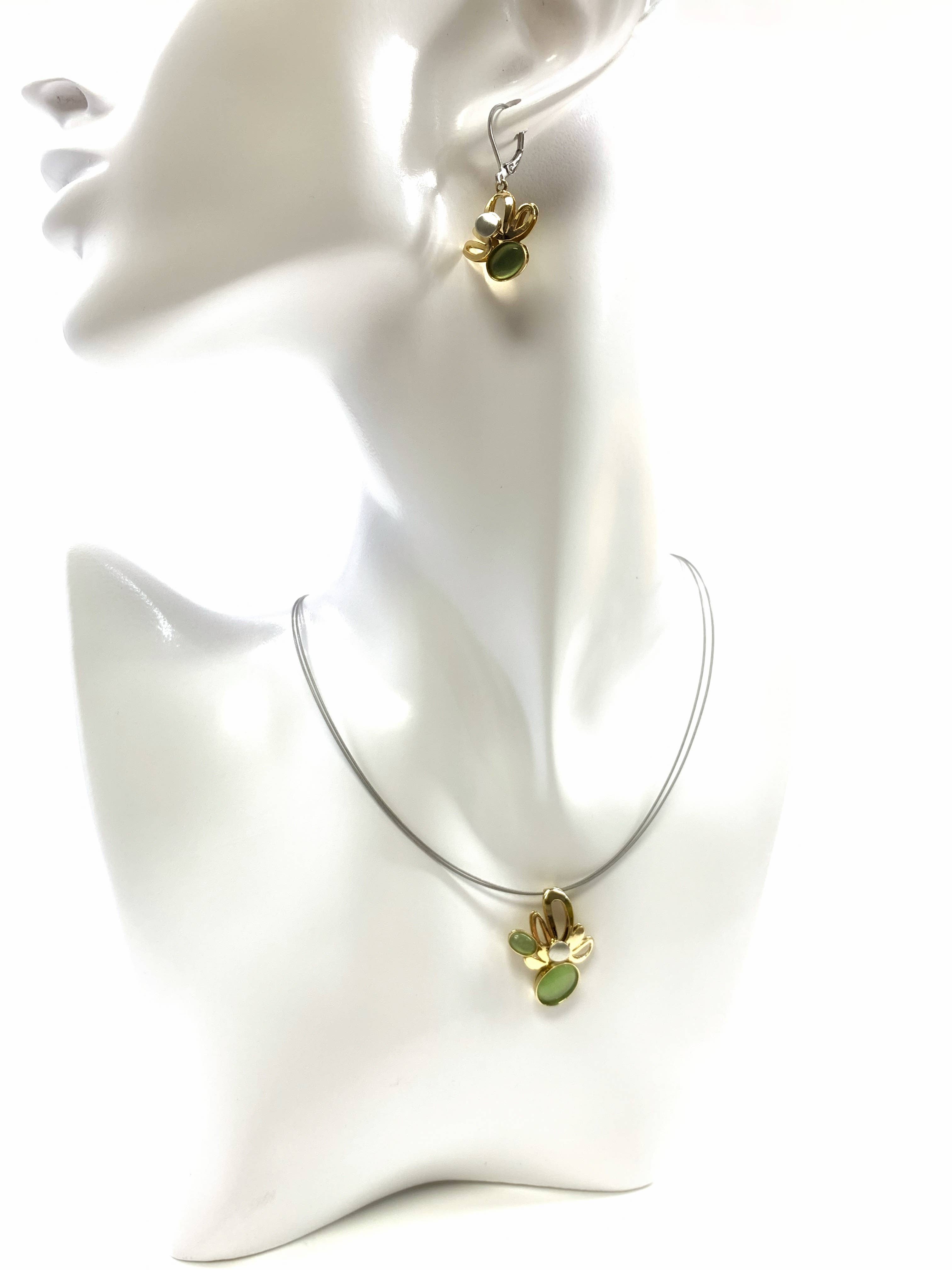 Christophe Poly / Crono Design – wholesale Jewellery set – SETS (KY) - Small Pendant WireNeck(K) 19" & LeverEar(X) Sets18