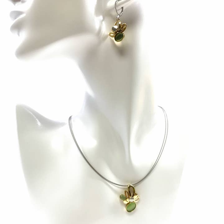 Christophe Poly / Crono Design – wholesale Jewellery set – SETS (KY) - Small Pendant WireNeck(K) 19" & LeverEar(X) Sets18