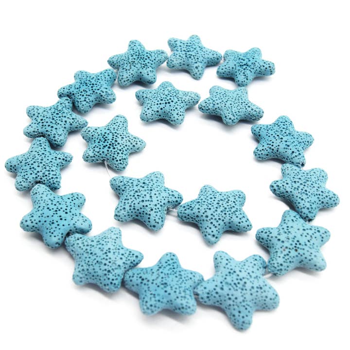 Only Beads - Wholesale Beads - Star Lava Beads | Natural Light Blue Lava Rock Beads - 22mm 27mm 42mm | Oil Diffuser Beads