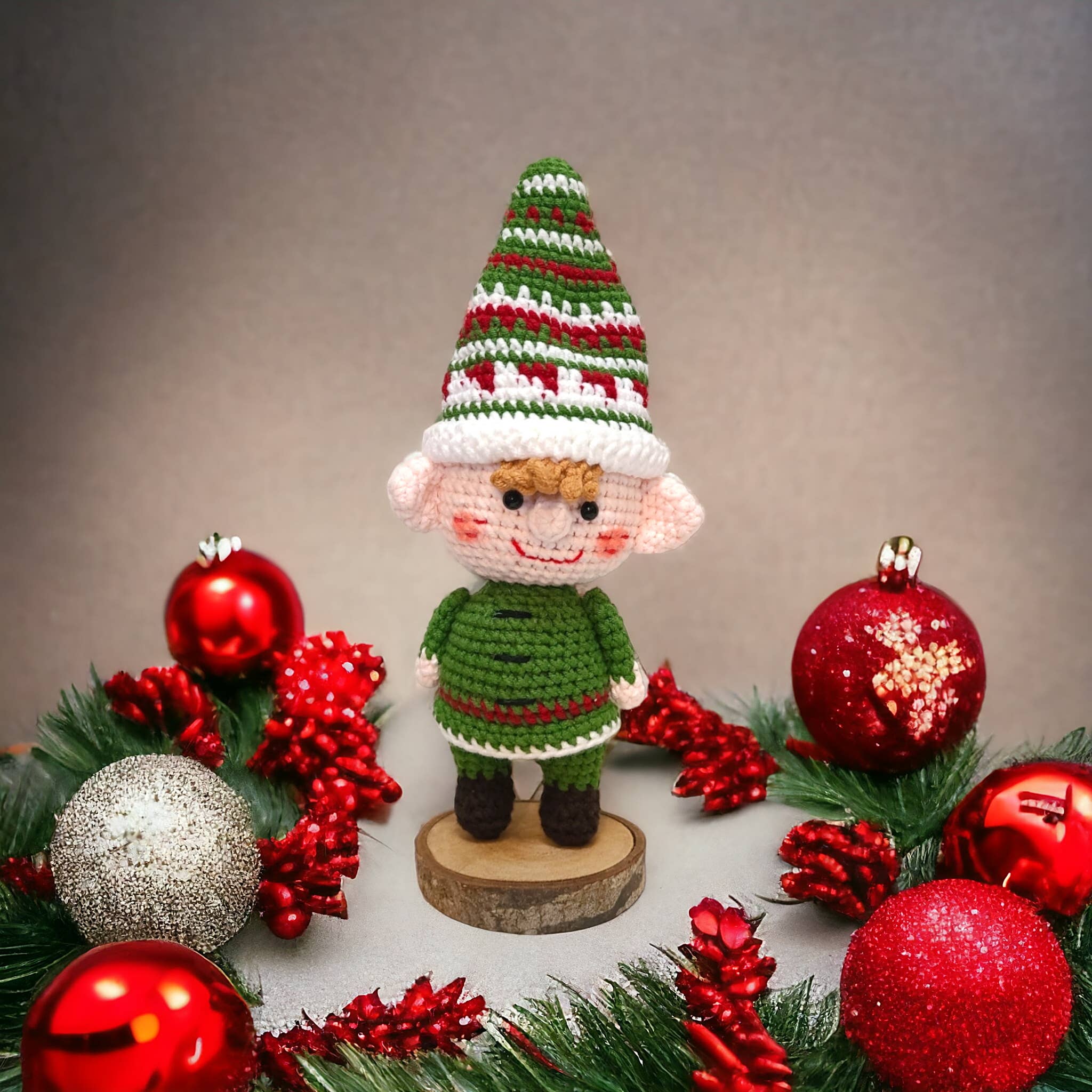 Olala Mia - Wholesale Ornament - Handmade crocheted Christmas ornament, doll, Elf Gnome