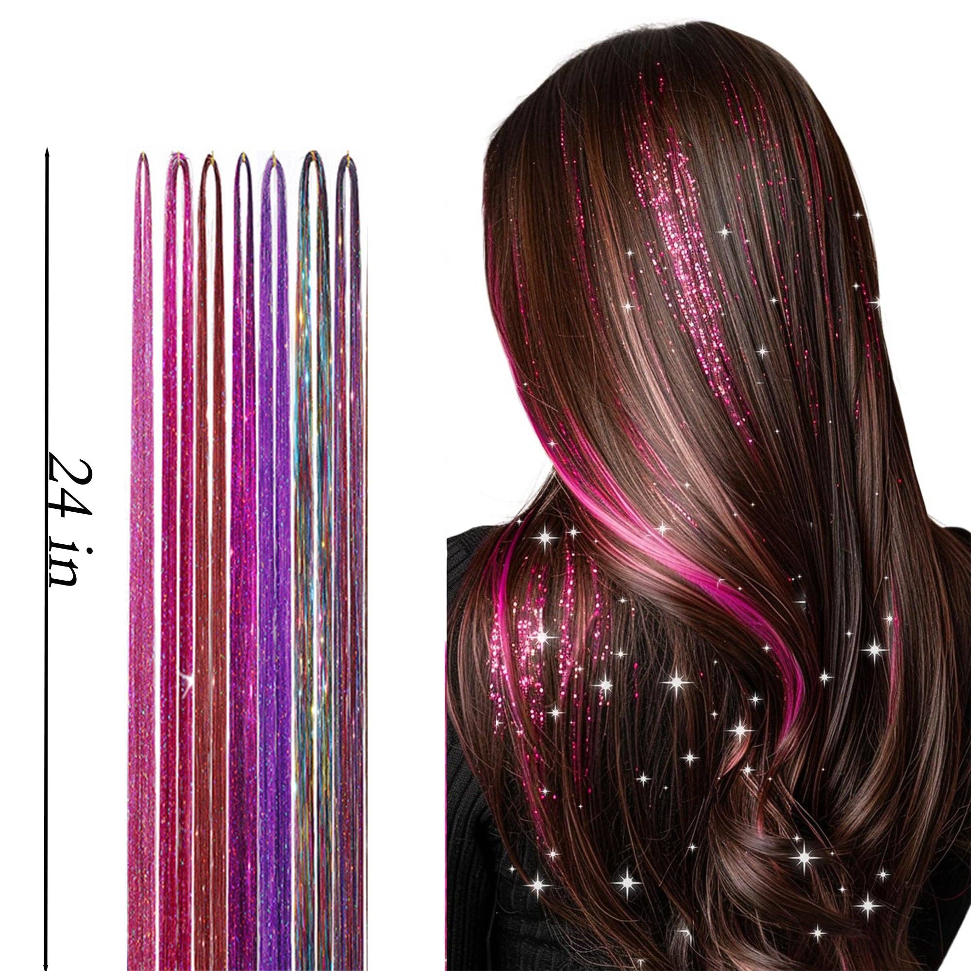 AK Brand - Vendita all'ingrosso Extension per capelli - Kit di glitter per capelli con fili in 14, 16 e 20 colori per extension5