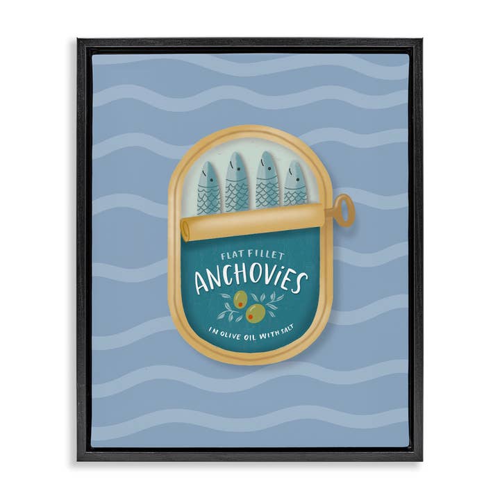 Canned Anchovies on Waves Floating Frame for wholesale by Stupell Industries
