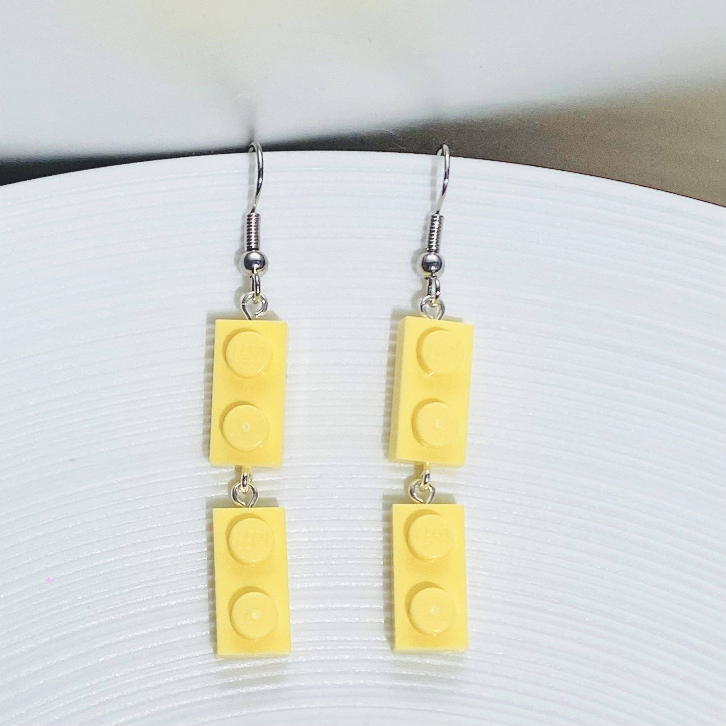 Brique d'Oreille – Engroshandel Hængeøreringe og creoløreringe – Sølvfarvede hængeøreringe med Lego-klods6