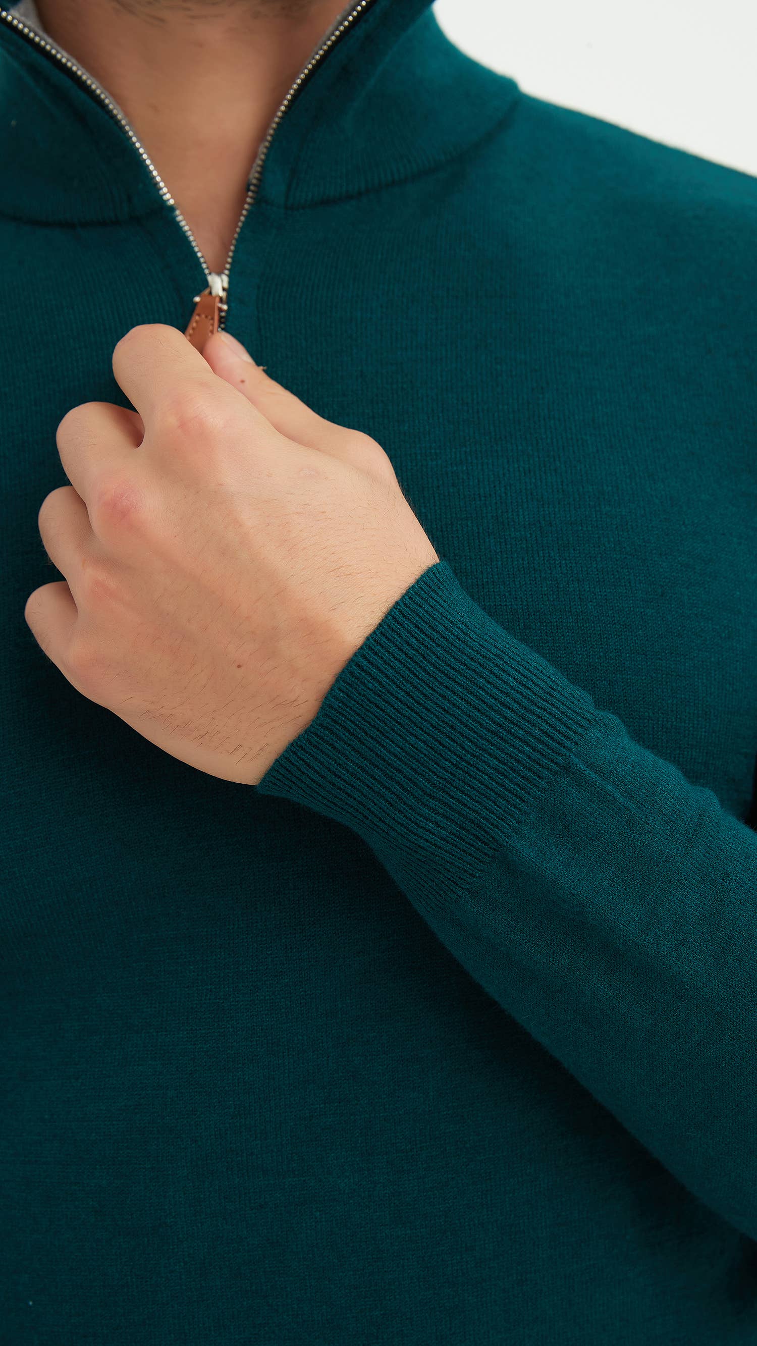 Yves Enzo - Wholesale Knit Sweater - Men's - "CASHMERE TOUCH" trucker collar green2