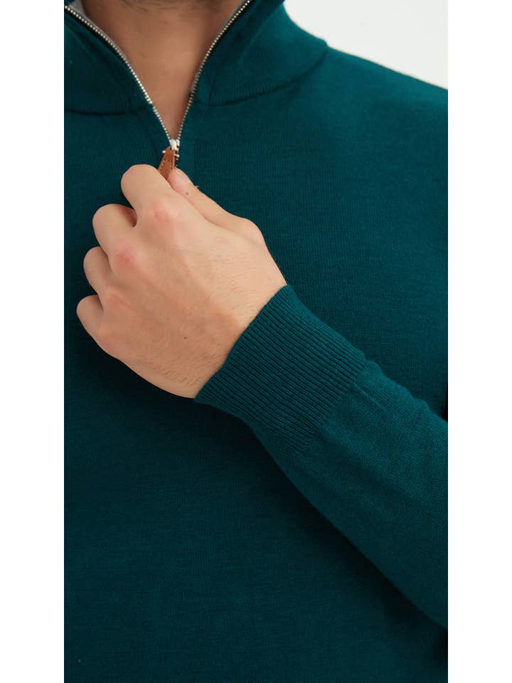 Yves Enzo - Wholesale Knit Sweater - Men's - "CASHMERE TOUCH" trucker collar green2