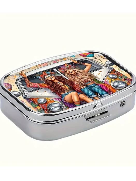 ( K345 ) PORTABLE PILL BOX - JOYFUL SISTERS for wholesale by Jewelry Max