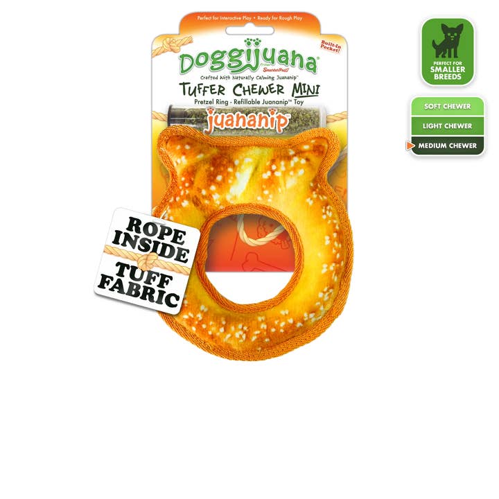 Doggijuana® Tuffer Chewer Mini Pretzel Ring Dog Toy for wholesale by SmarterPaw | Meowijuana & Doggijuana
