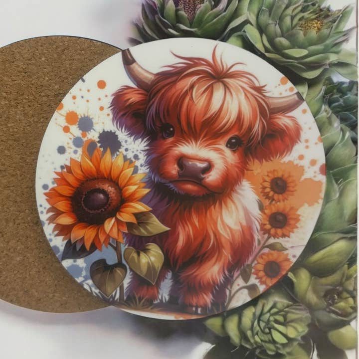 Gedrukte Hoogland Koe Houten Onderzetters voor Stijlvolle Woondecoratie voor wholesale door simply creative