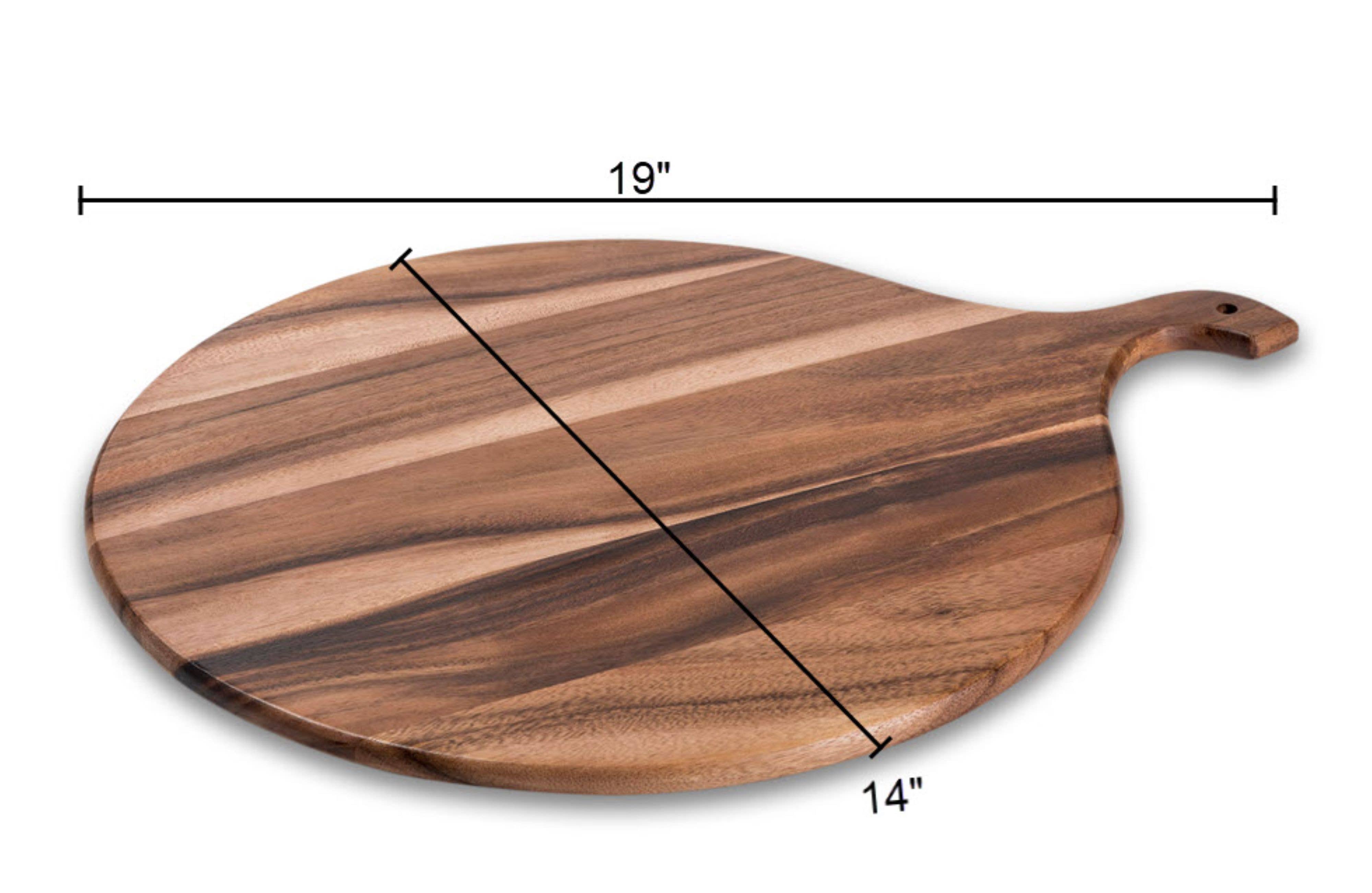Kalmar Home - Vente Planche à découper - Planche à charcuterie ronde en bois d'acacia avec poignée 14" x 19"3