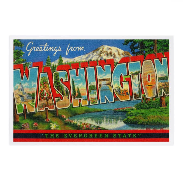 Lantern Press - Wholesale Postcard - PREMIUM POSTCARDS Greetings from Washington Evergreen State