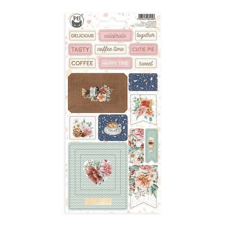 Chipboard Sticker Sheet Coffee Break 01, 10,5 X 22Cm for wholesale by P13