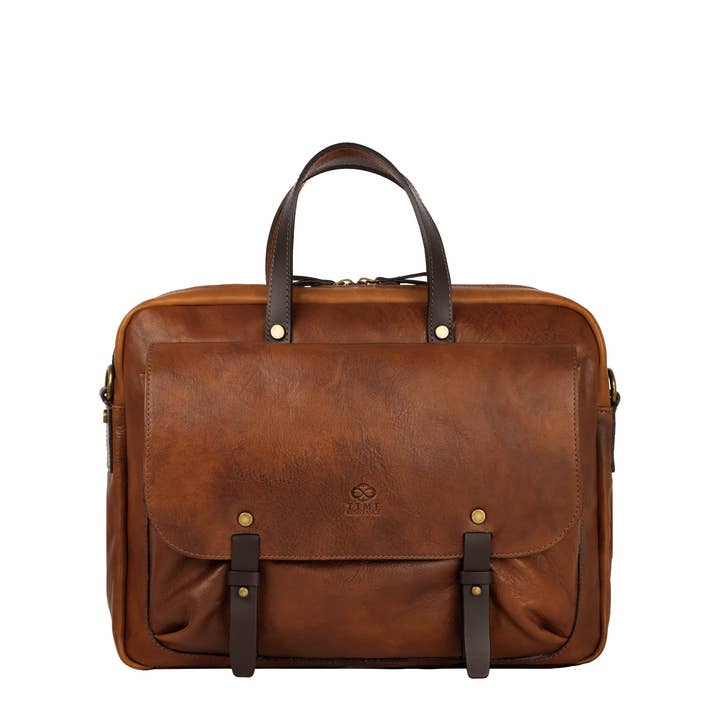 Time Resistance - Wholesale Laptop Bag - Men's - Tan Leather Briefcase Laptop Bag - Lanark