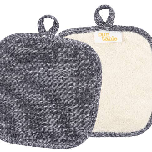 KAF Home - Wholesale Oven Mitt/Pot Holder - Strada Set of 2 Chambray Pot Holders - 8" x 8"0