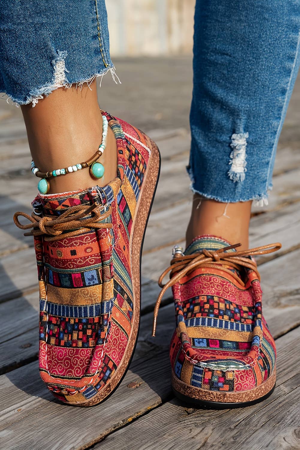 Little Daisy Closet - Wholesale Slip On Sneakers - Women's - LDC Western Leopard Faux Suede Lace-up Decor Slip On Shoes5