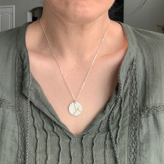 Graceful Sage - Wholesale Pendant/Charm Necklace - Kintsugi Necklace for Women, Imperfection kintsugi jewelry3