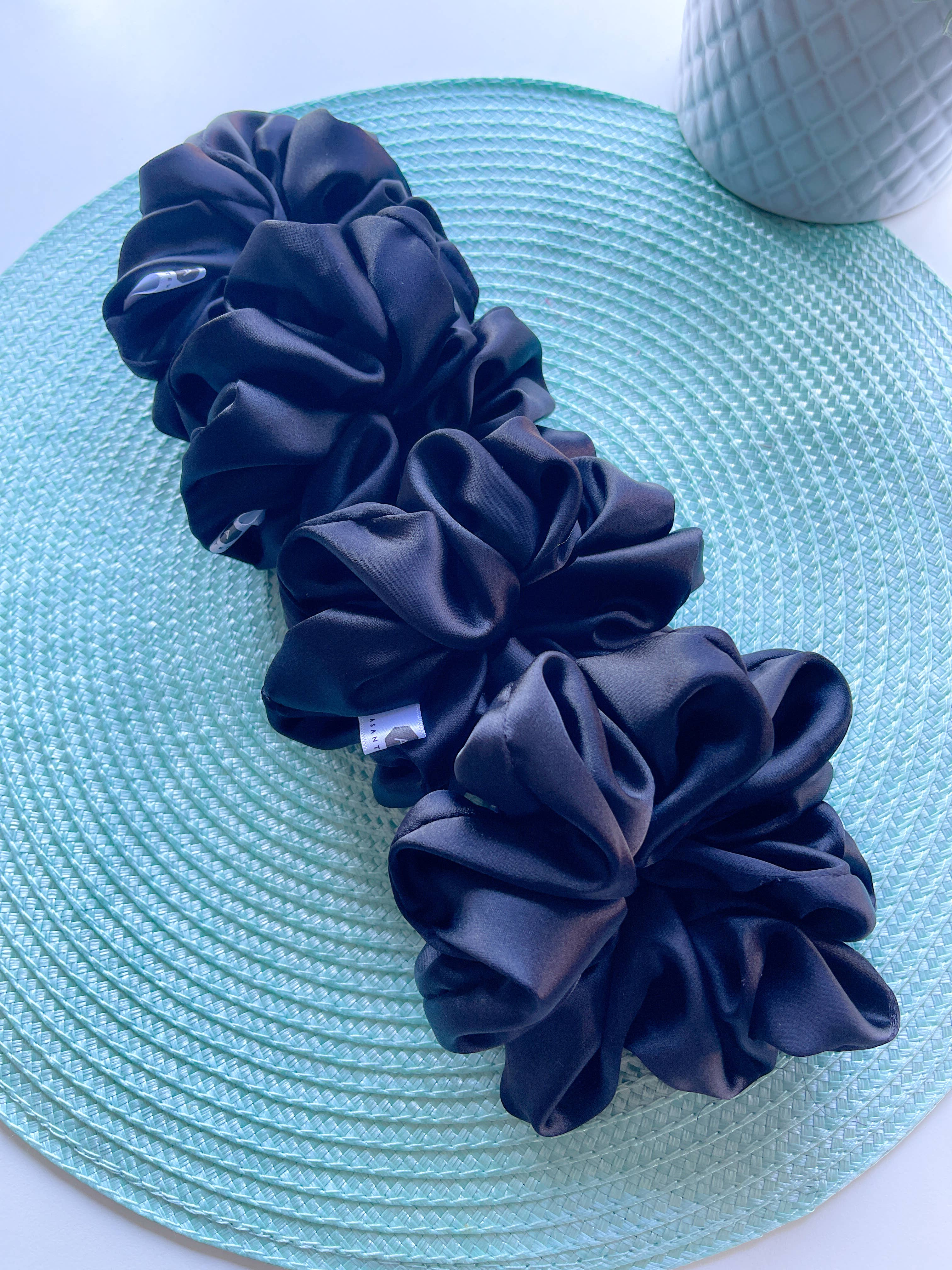 Asantewaa - Wholesale Scrunchie - Women's - Ebony Large Satin Scruchie0