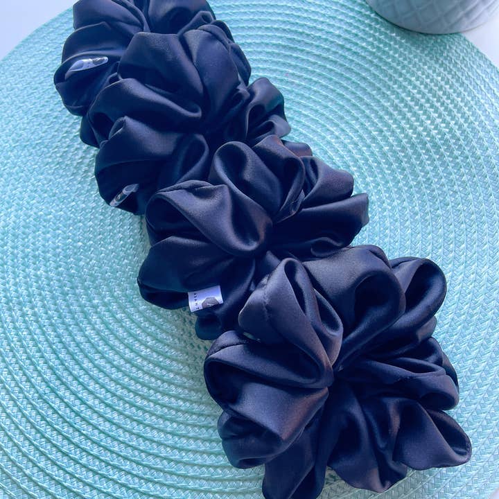 Asantewaa - Wholesale Scrunchie - Women's - Ebony Large Satin Scruchie