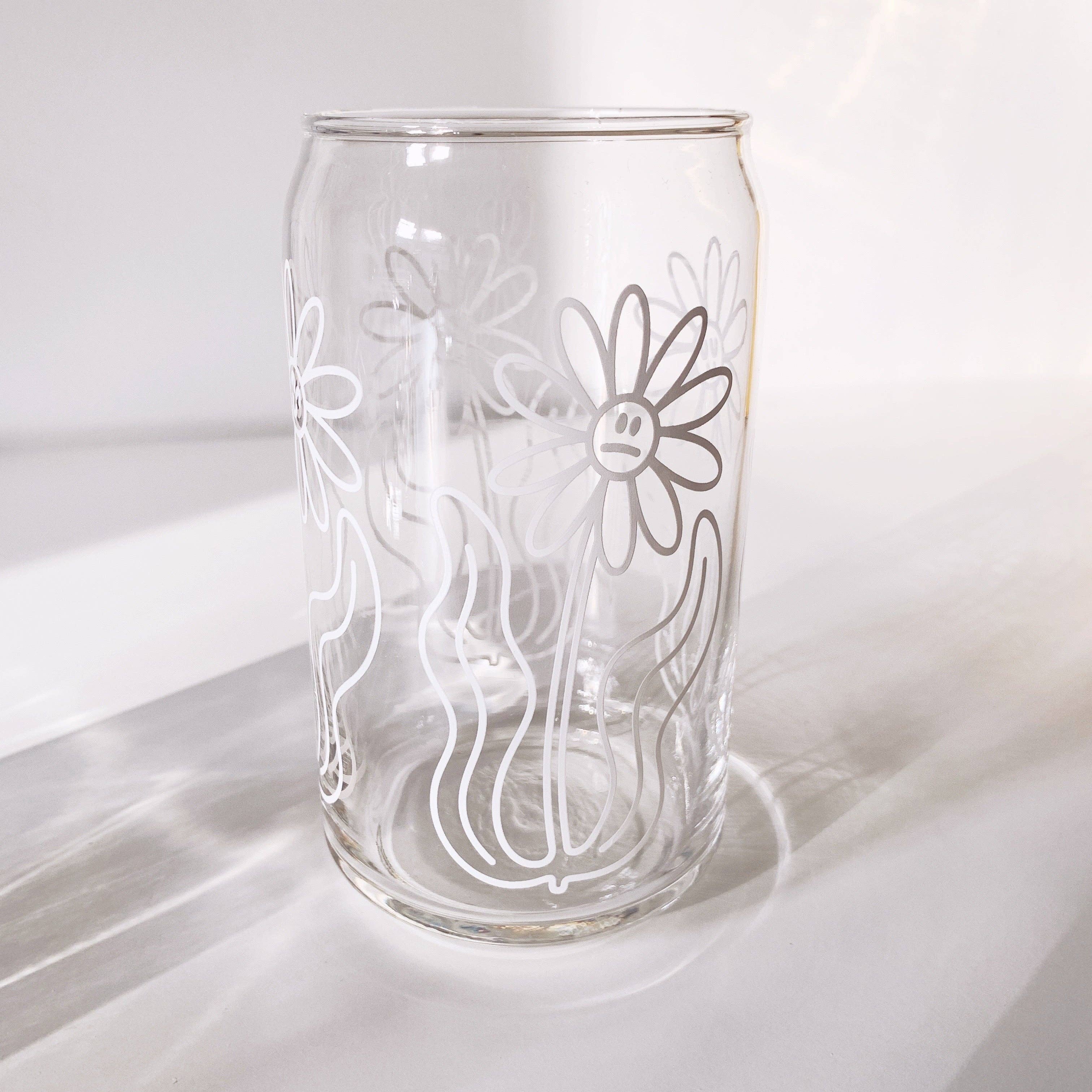 KANDS.CO - Wholesale Drinking Glass/Cup - Moody Florals Can Glass1