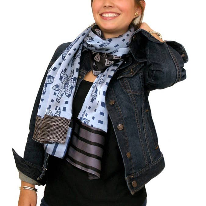 Scialli di seta - Grigio Navy per la vendita all'ingrosso da parte di Harshita's Designs