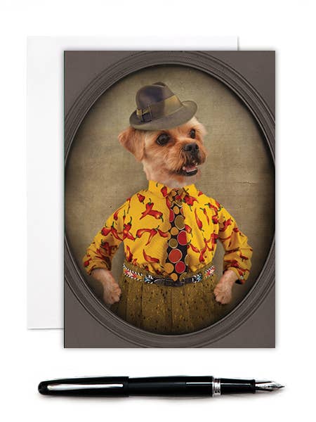 Little Man Marcello - Dog Greeting Card for wholesale by The Lonely Pixel