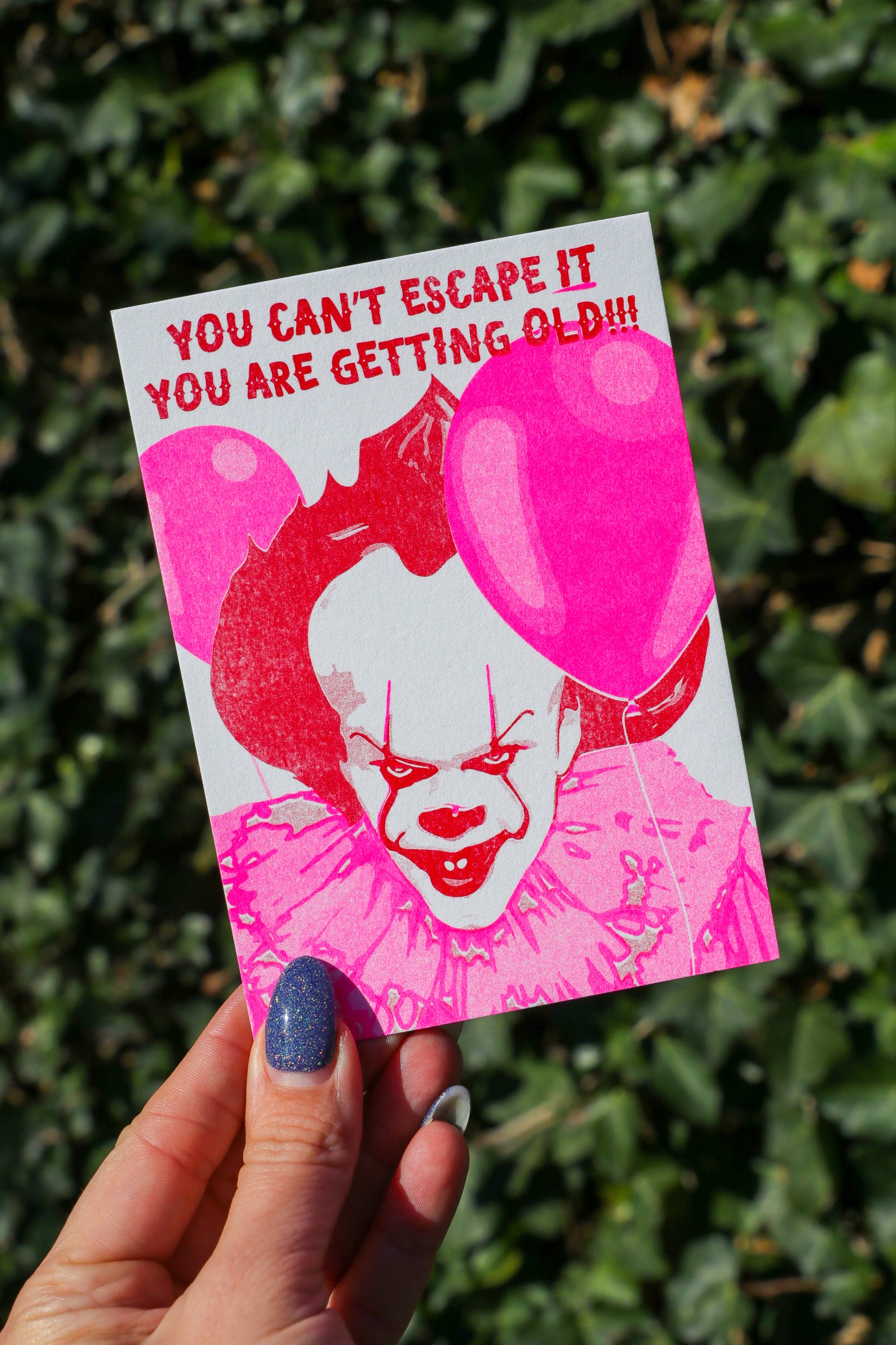 Studio Inktvis - Wholesale Birthday Card - Postcard Postcard Pennywise you can't escape IT risoprint6